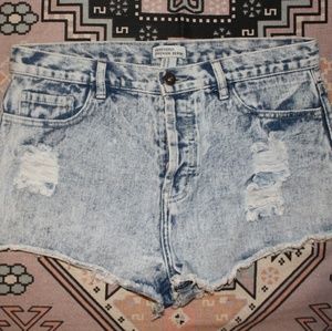 Acid Wash Denim Shorts